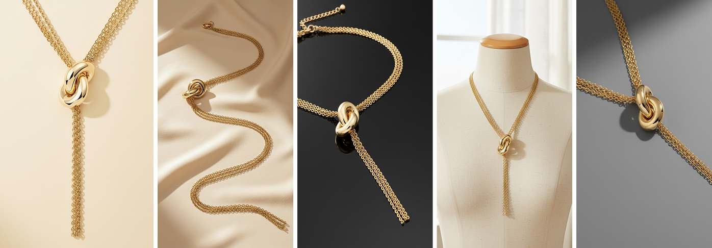 AI jewelry photo with swapped background and elegant gift box presentation