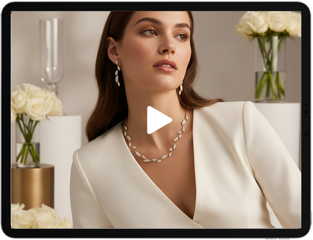 AI-generated jewelry video on iPad
